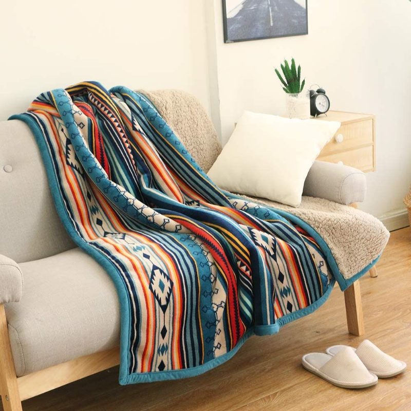 Bohemian Fleece Pehmo Pehmeä Super Sherpa-heittopeitto 50"x60" Mukava Sängylle/sohvalle/sohvalle/toimistolle/telttailu