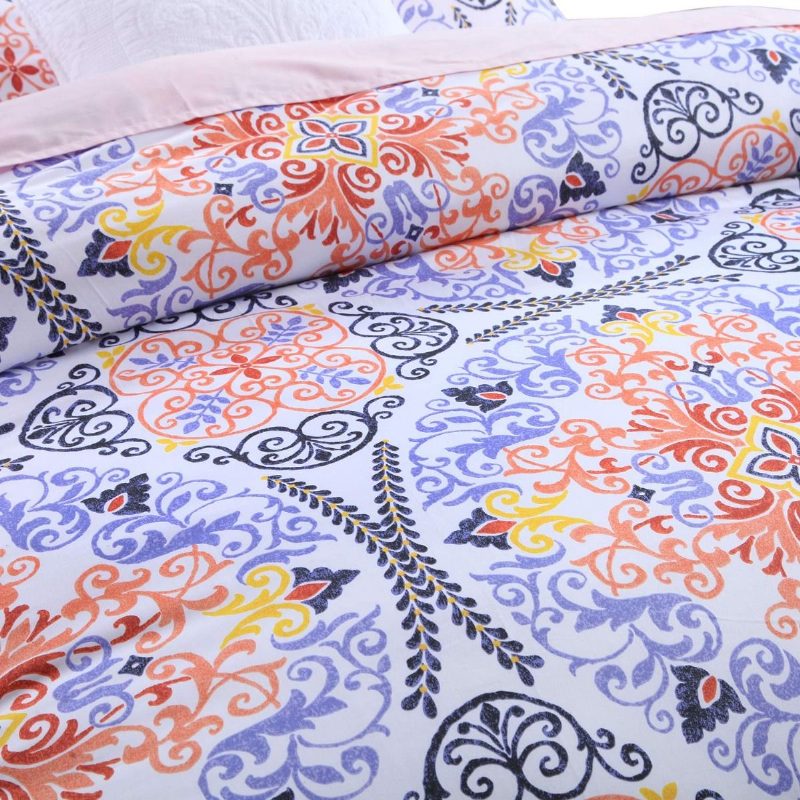 Boho Bohemia Style Vuodevaatteet Setti 3 Kpl Paisley Damask Pussilakana Eksoottinen Geometrinen Pyöreä Kuviollinen Valkoinen Purppura Oranssi