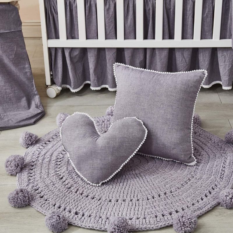 Boho Pinnasänkysetti Vauvoille Tai Tytöille Pom-pom Solid Grey Lastenhuoneen Vuodevaatteet Setti Unisex