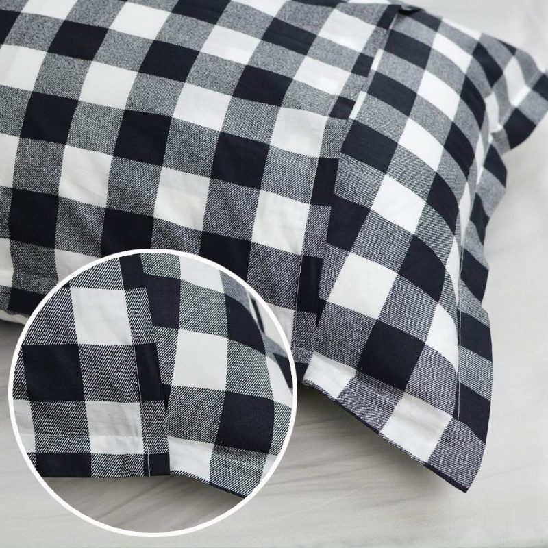 Buffalo Plaid Pussilakanasetti 100 % Puuvillaa Hypoallergeeninen 3 Kpl Musta Ja Valkoinen Gingham Geometric Checker Vuodevaatteet Setti