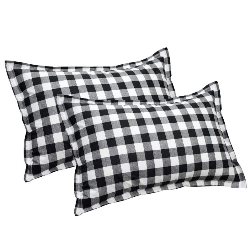 Buffalo Plaid Pussilakanasetti 100 % Puuvillaa Hypoallergeeninen 3 Kpl Musta Ja Valkoinen Gingham Geometric Checker Vuodevaatteet Setti