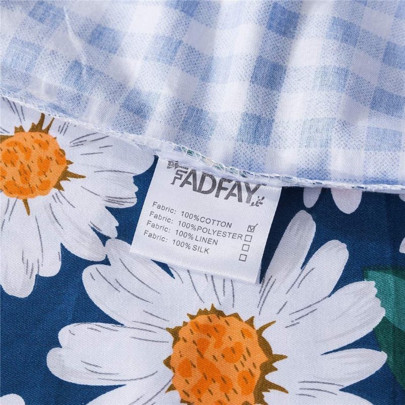 Daisy Flowers -painettu Pussilakanasarja 100 % Puuvillaa Superpehmeä 3 Kpl Tyttöjen Kesäiset Kukkavaatteet Vintage Maalaistalon Käännettävä Kukkainen Ristikkopeiteliina Piilotetulla Vetoketjulla