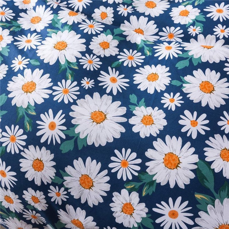 Daisy Flowers -painettu Pussilakanasarja 100 % Puuvillaa Superpehmeä 3 Kpl Tyttöjen Kesäiset Kukkavaatteet Vintage Maalaistalon Käännettävä Kukkainen Ristikkopeiteliina Piilotetulla Vetoketjulla