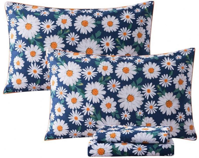 Daisy Flowersin Painettu Lakanasetti 100 % Puuvillaa Superpehmeä 4 Kpl Tyttöjen Kesäiset Kukkavaatteet Vintage Maalaistalon Syvälle Taskuun Asennettava Lakanasarja