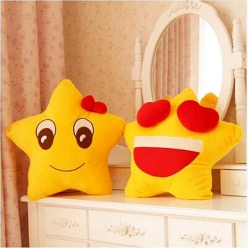 Funny Cute Lovers Yellow Star Throw Pillow Expression Pehmeä Pehmo Sohva Autotoimistotyyny