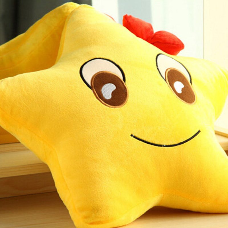 Funny Cute Lovers Yellow Star Throw Pillow Expression Pehmeä Pehmo Sohva Autotoimistotyyny