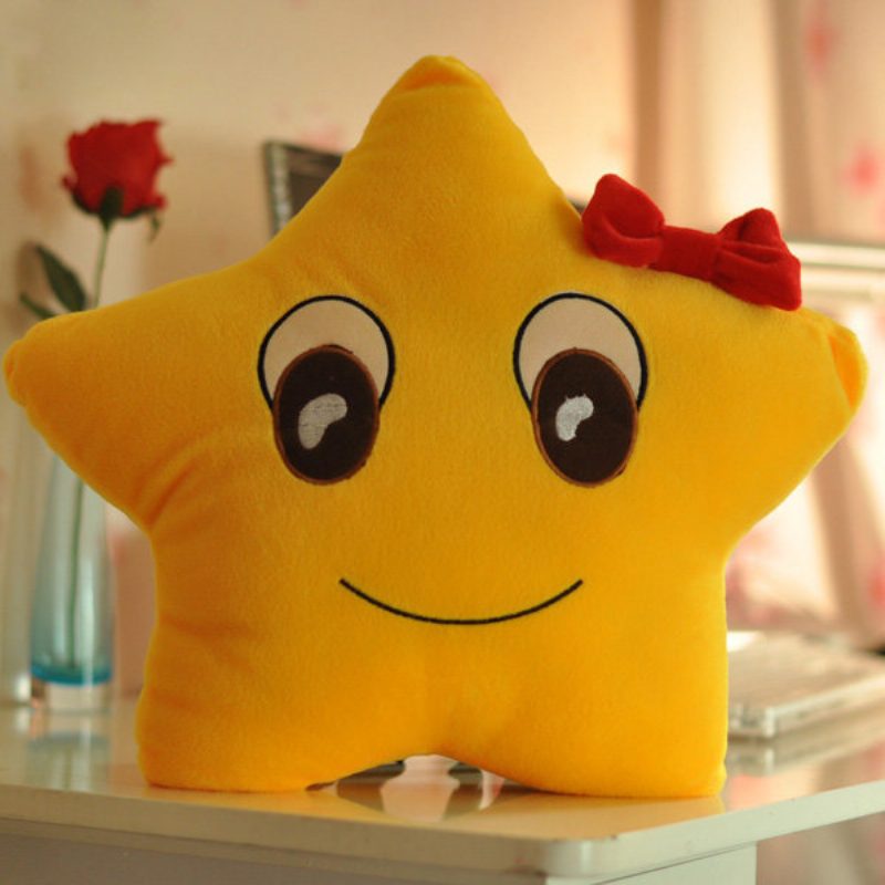 Funny Cute Lovers Yellow Star Throw Pillow Expression Pehmeä Pehmo Sohva Autotoimistotyyny