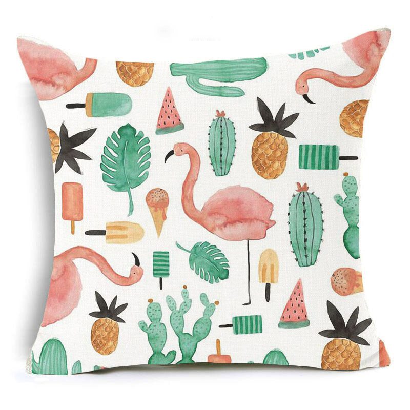 Honana 45x45cm Tyynyliina Kodinsisustus Flamingo Palmulehti Design 16 Valinnaista Kuviota