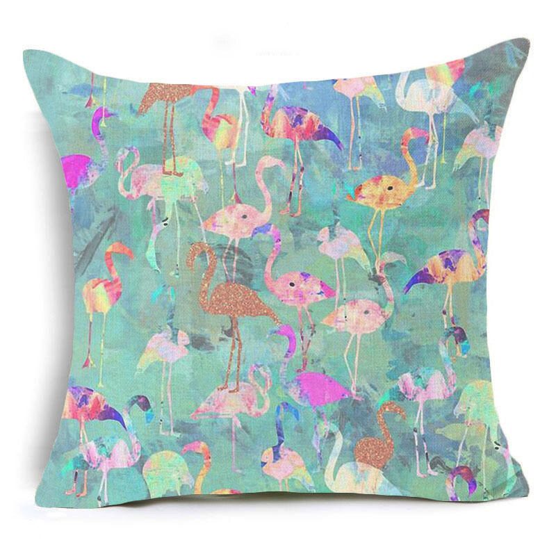 Honana 45x45cm Tyynyliina Kodinsisustus Flamingo Palmulehti Design 16 Valinnaista Kuviota