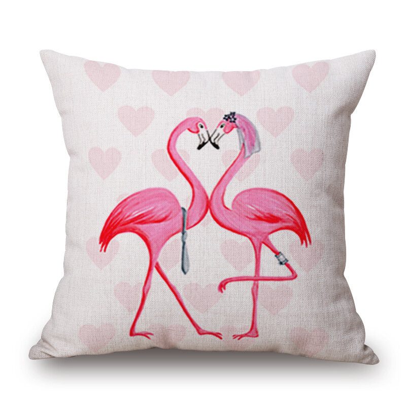 Honana Wx-d2 45x45cm Vintage Flamingos Puuvillainen Pellava Tyynyliina Jouluinen Vyötärötyynynpäällinen