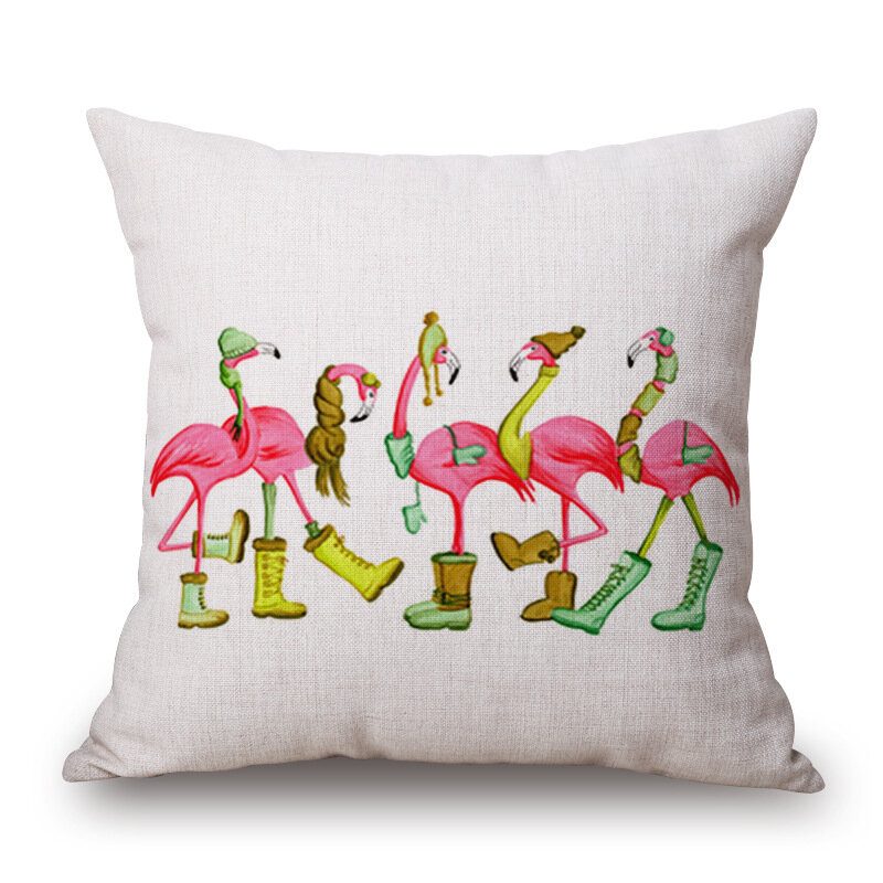 Honana Wx-d2 45x45cm Vintage Flamingos Puuvillainen Pellava Tyynyliina Jouluinen Vyötärötyynynpäällinen