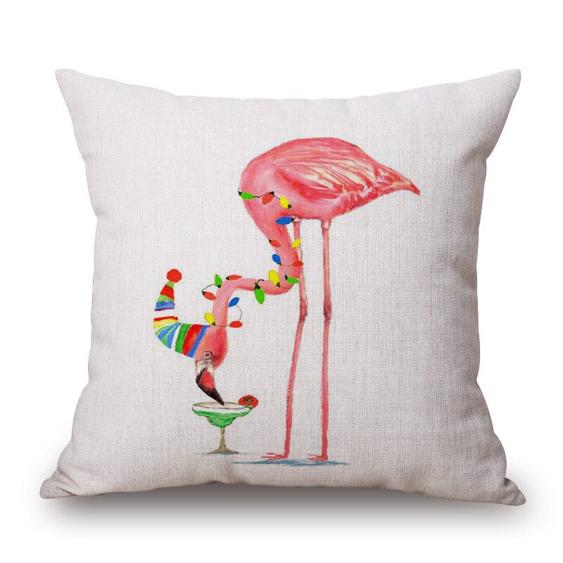 Honana Wx-d2 45x45cm Vintage Flamingos Puuvillainen Pellava Tyynyliina Jouluinen Vyötärötyynynpäällinen