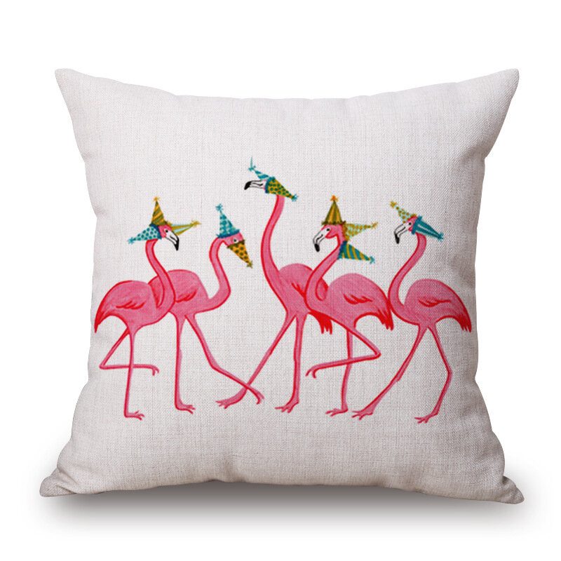 Honana Wx-d2 45x45cm Vintage Flamingos Puuvillainen Pellava Tyynyliina Jouluinen Vyötärötyynynpäällinen