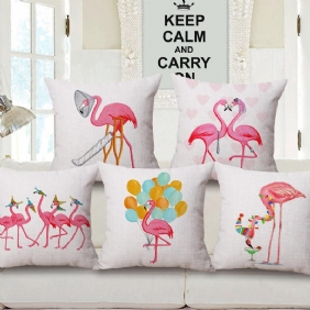 Honana Wx-d2 45x45cm Vintage Flamingos Puuvillainen Pellava Tyynyliina Jouluinen Vyötärötyynynpäällinen