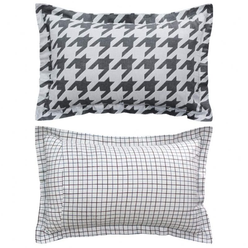 Houndstooth Pussilakanat Check Vuodevaatteet Setti 3 Kpl Mustavalkoinen Harmaa Buffalo Plaid 100% Puhdasta Puuvillaa Ruudullinen Sängynpäällinen Vetoketjuilla