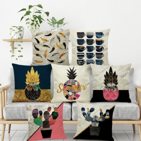 Ins Nordic Pineapple Cactus Geometric Style Pellava Tyynynpäällinen Kotisohva Art Decor Istuintyynynpäällinen