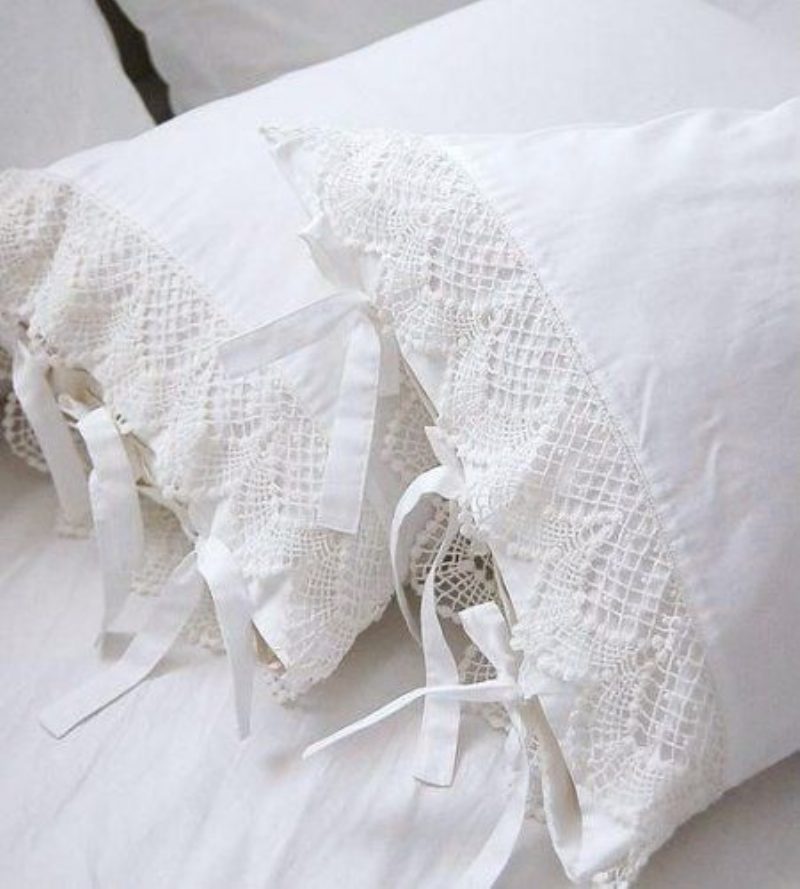 Kodintekstiililuksus Lace Ruffle Tyynyliinatkauniit Valkoiset Tyynyliinattyynyliinatyynynpäällinen19''*29'' 1 Pari