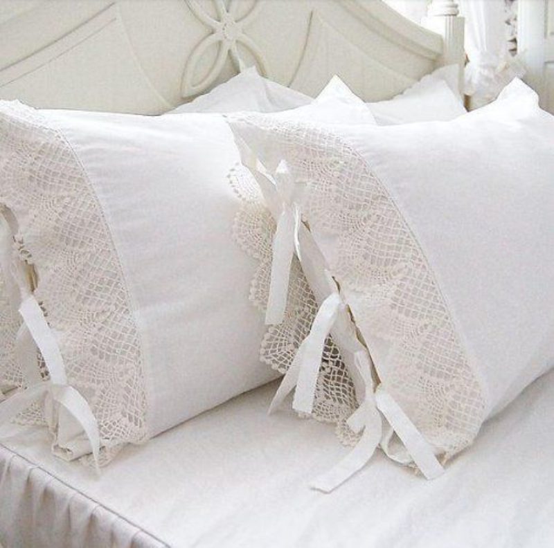 Kodintekstiililuksus Lace Ruffle Tyynyliinatkauniit Valkoiset Tyynyliinattyynyliinatyynynpäällinen19''*29'' 1 Pari