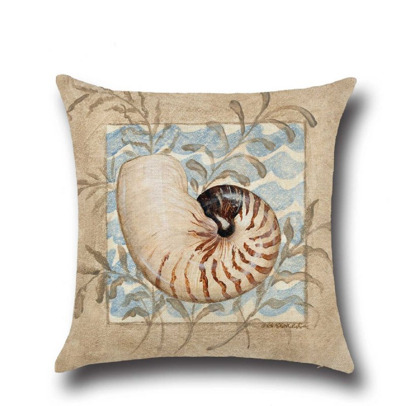 Kotilo Seahorse Seashell Tyynynpäällinen 45*45cm Puuvillainen Pellava Hääsisustus Tyynyliina