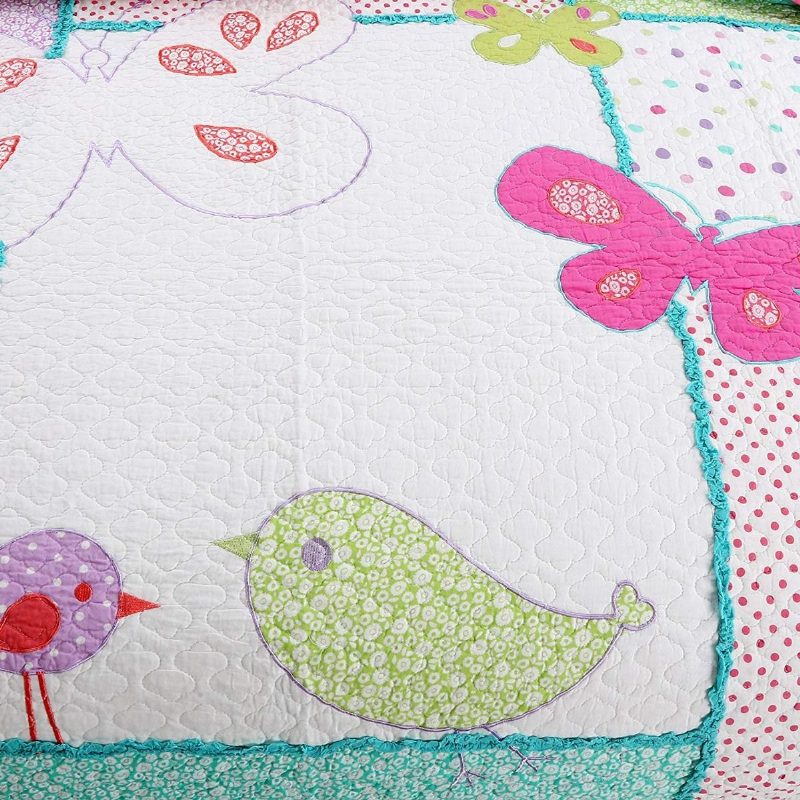 Lasten Vuodevaatteet Twin Size Bird Butterfly Patchwork Peittosetti Tyttöjen 100 % Puuvillaa 2 Kpl