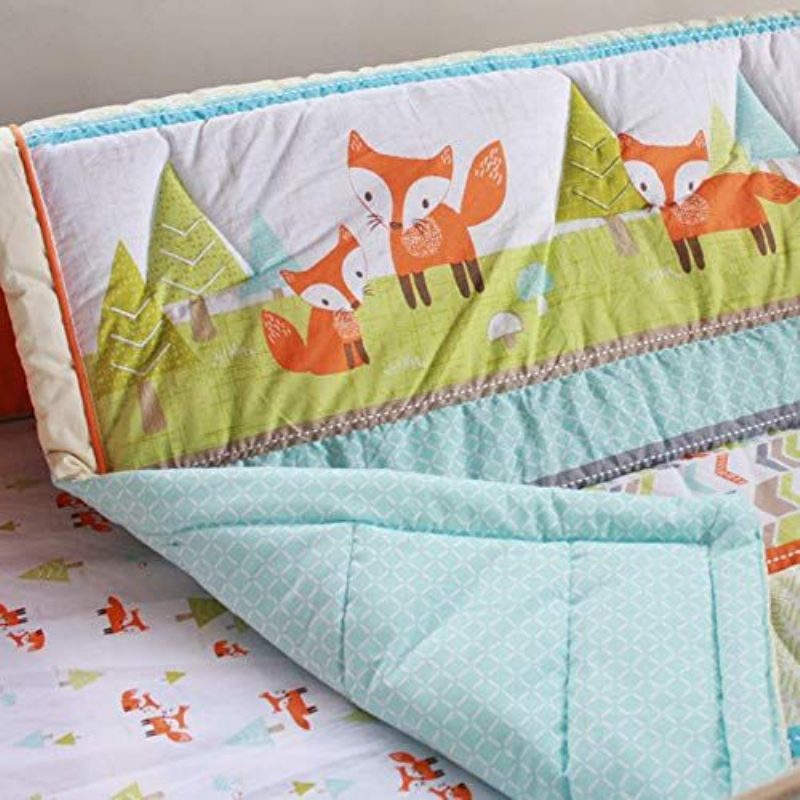 Leikkisä Fox Vuodevaatteet Setti Mint Lattice Arrow Tulosta Sängyn Woodland Lastenhuoneen Moniväriset Unisex 8kpl