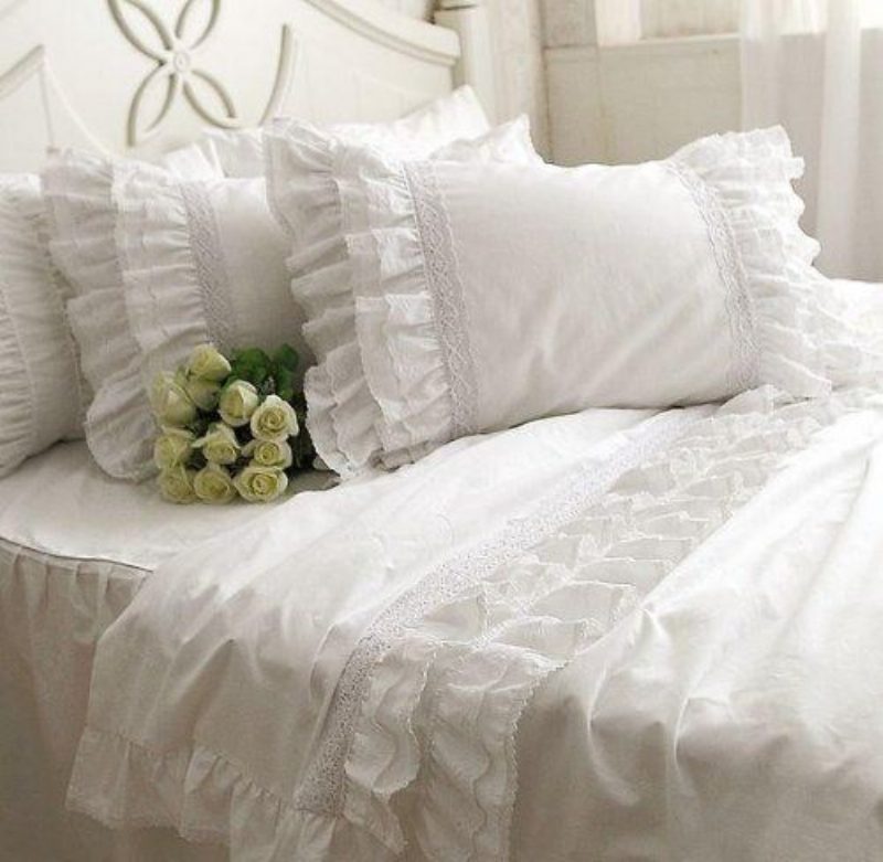 Luxury Lace Ruffle Tyynyliinatkauniit Valkoiset Tyynyliinattyynyliina Tyynynpäällinen19''29'' 1 Pari