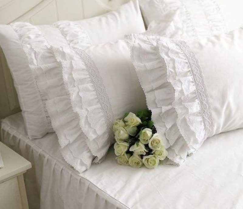 Luxury Lace Ruffle Tyynyliinatkauniit Valkoiset Tyynyliinattyynyliina Tyynynpäällinen19''29'' 1 Pari