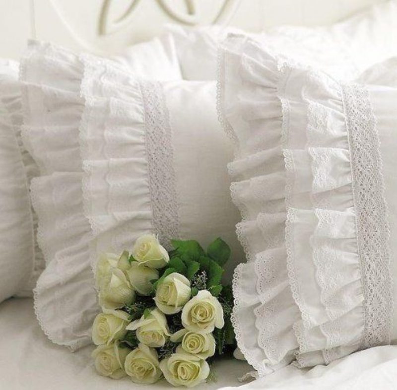 Luxury Lace Ruffle Tyynyliinatkauniit Valkoiset Tyynyliinattyynyliina Tyynynpäällinen19''29'' 1 Pari