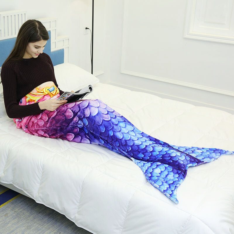 Merenneitopeitto Flanelli Fleece Sateenkaari Merenneito Tail Peitto Aikuisten Sohva Mermaid Peitot