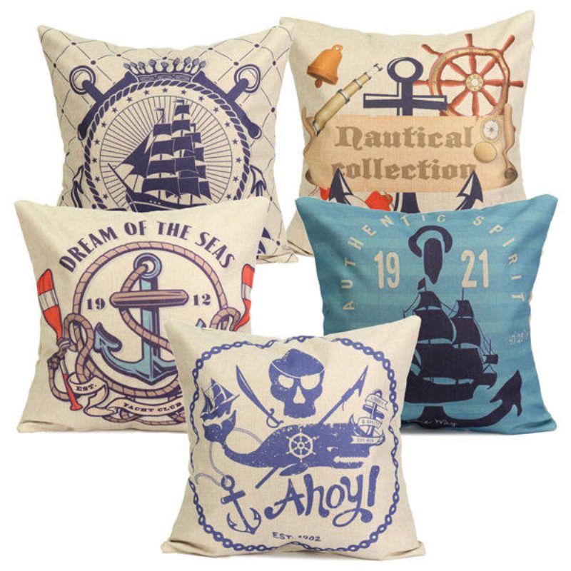 Nautical Series Välimeren Tyylinen Tyynyliina Neliön Kotisohvan Tyynynpäällinen