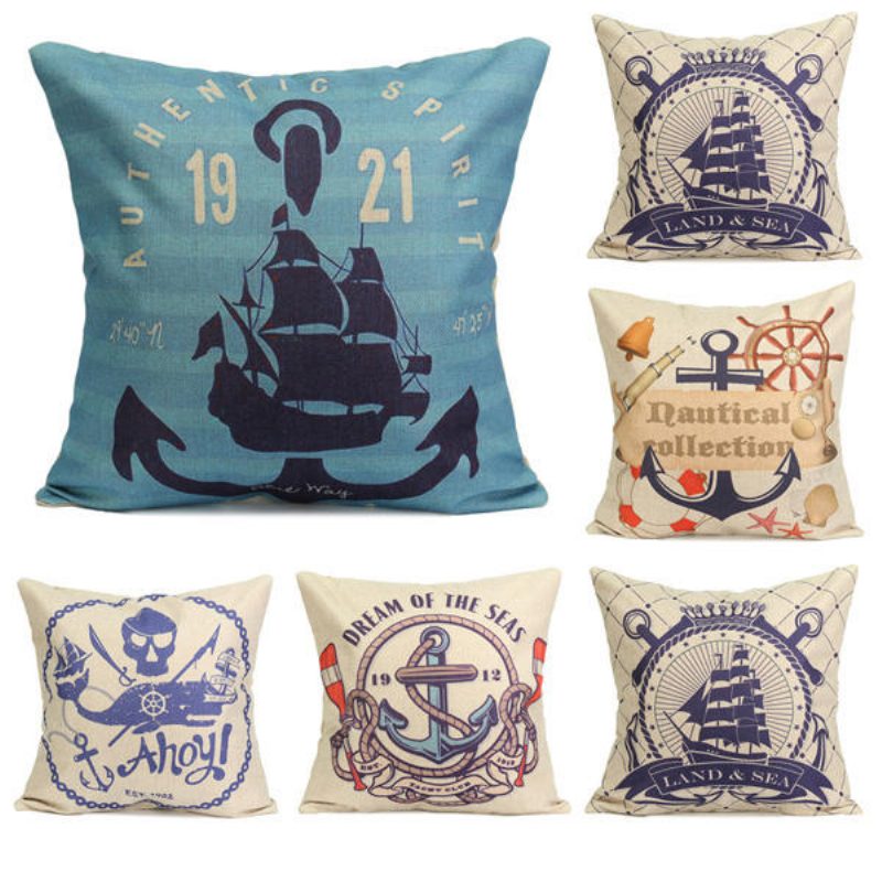 Nautical Series Välimeren Tyylinen Tyynyliina Neliön Kotisohvan Tyynynpäällinen