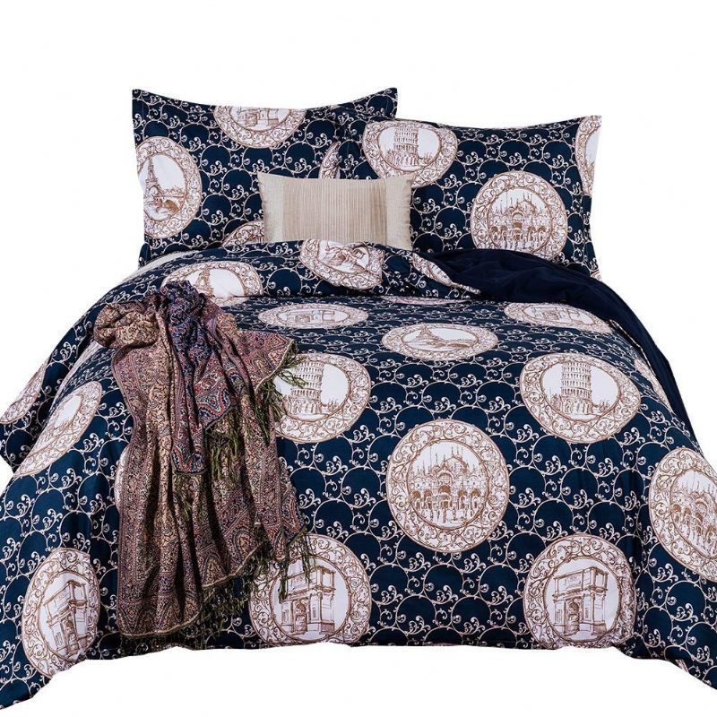 Paisley Vuodevaatteet Setti Queen Size 3 Kpl Bohemian Damask Pussilakanasetti Vetoketjulla (1 Pussilakana + 2 Vartta)