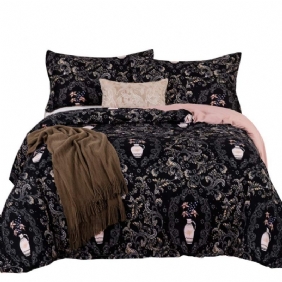 Paisley Vuodevaatteet Setti Queen Size 3 Kpl Bohemian Damask Pussilakanasetti Vetoketjulla (1 Pussilakana + 2 Vartta)