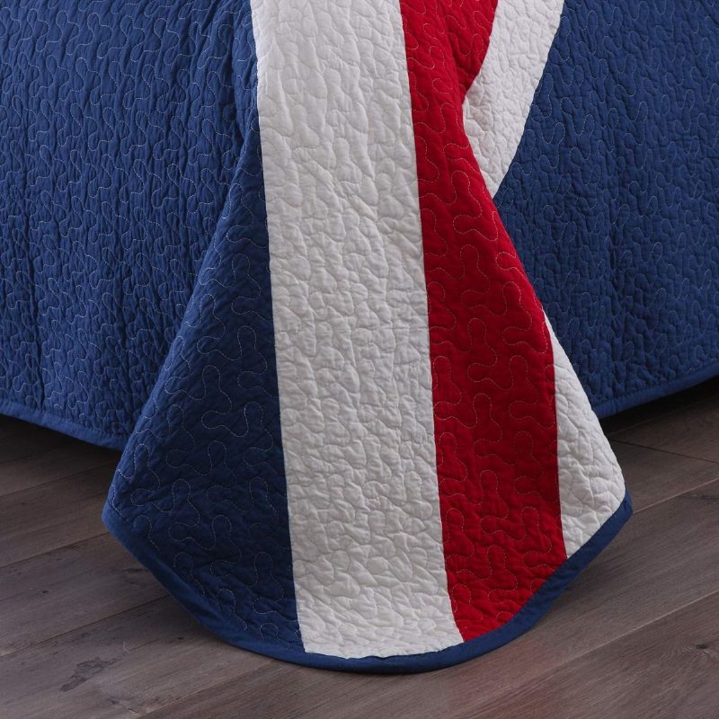 Queen Size British Flag Design Tikattu Peittosarja 100 % Puuvillaa 3 Kpl Peittovuodevaatteet Setit Päiväpeite