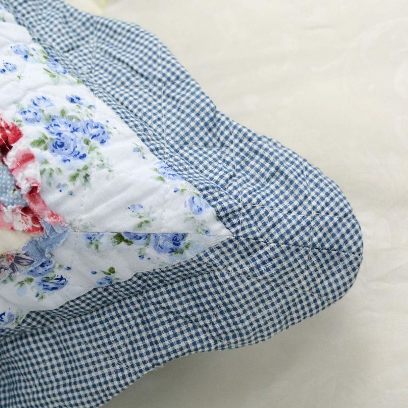 Queen Size Shabby Blue Floral Patchwork Peittosetti Puuvillainen Peittosarja