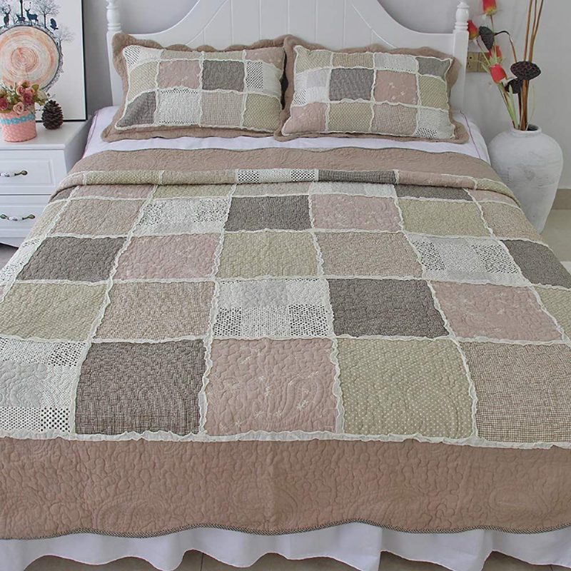 Queen Size Vintage Patchwork Vuodevaatteet Setti Tyylikäs Puuvillainen Peittosarja