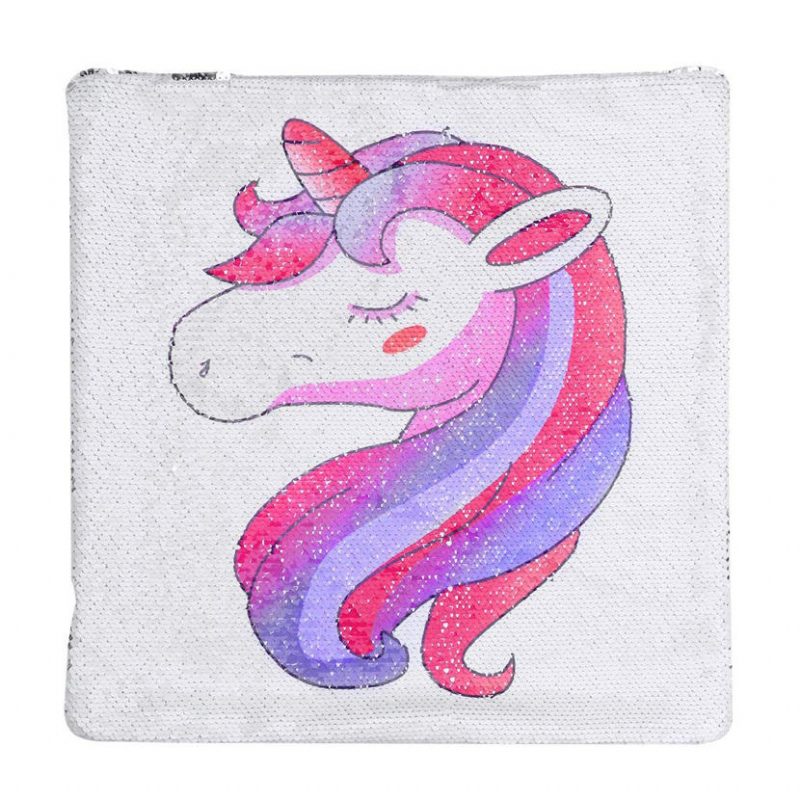 Rainbow Sequins Unicorn Tyynynpäällinen 40x40cm Koristeellinen Merenneito Tyynyliina Sohvalle Käännettävä Pi