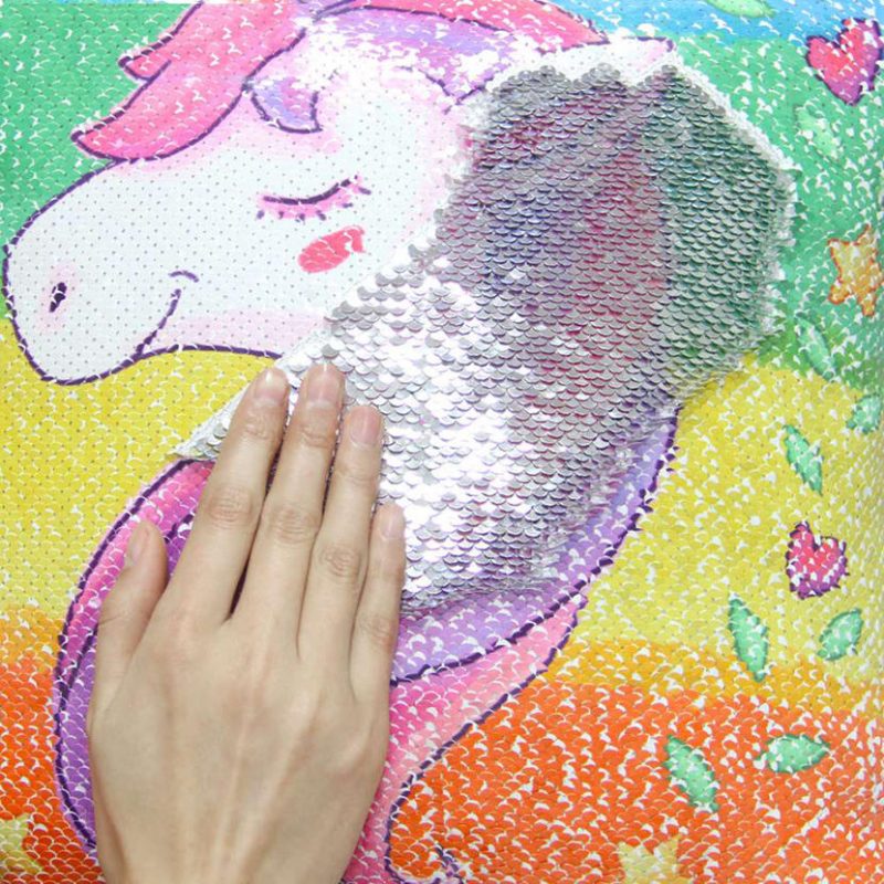 Rainbow Sequins Unicorn Tyynynpäällinen 40x40cm Koristeellinen Merenneito Tyynyliina Sohvalle Käännettävä Pi