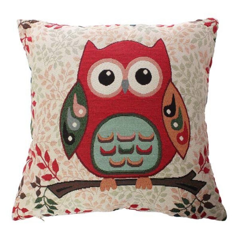 Sarjakuva Animal Owl Print Tyynyliina Kotitoimisto Auton