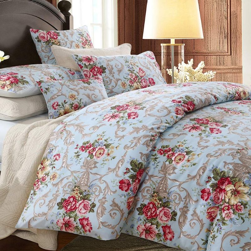 Shabby Floral Classic Luxury Peony Vuodevaatteet Design 3 Kpl 100 % Egyptiläistä Puuvillaa Pussilakana Setti