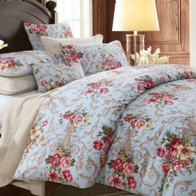 Shabby Floral Classic Luxury Peony Vuodevaatteet Design 3 Kpl 100 % Egyptiläistä Puuvillaa Pussilakana Setti