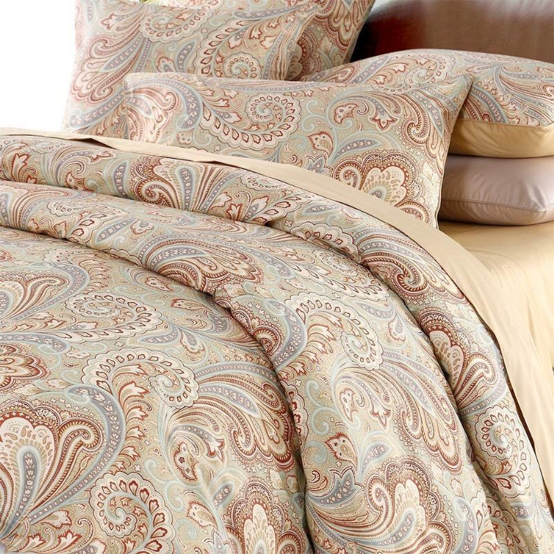 Silkkipehmeä Paisley Vuodevaatteet Design 800 Lankamäärä 100 % Puuvilla 3 Kpl Pussilakanat