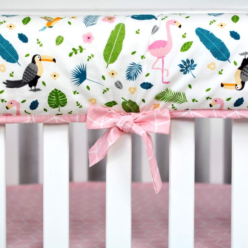 Vauvansänkysetit Tytöille Flamingo Lastenhuoneen Vaaleanpunaiset Vuodevaatteet Höyhenprintillä Jungle Animal Cridle Set Jouluiset Vauvan