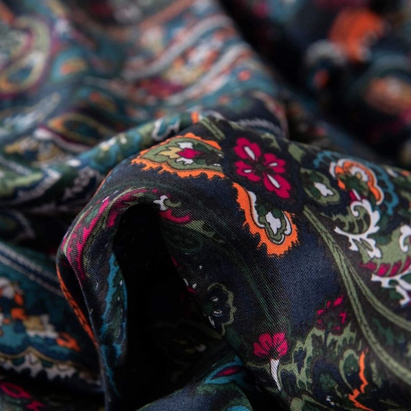 Vintage Paisley Vuodevaatteet Setti 3 Kpl Maalaismainen Musta Damask Pussilakana 100 % Harjattua Puuvillaa Vetoketjukiinnitys Boho Vuodevaatekokoelmat