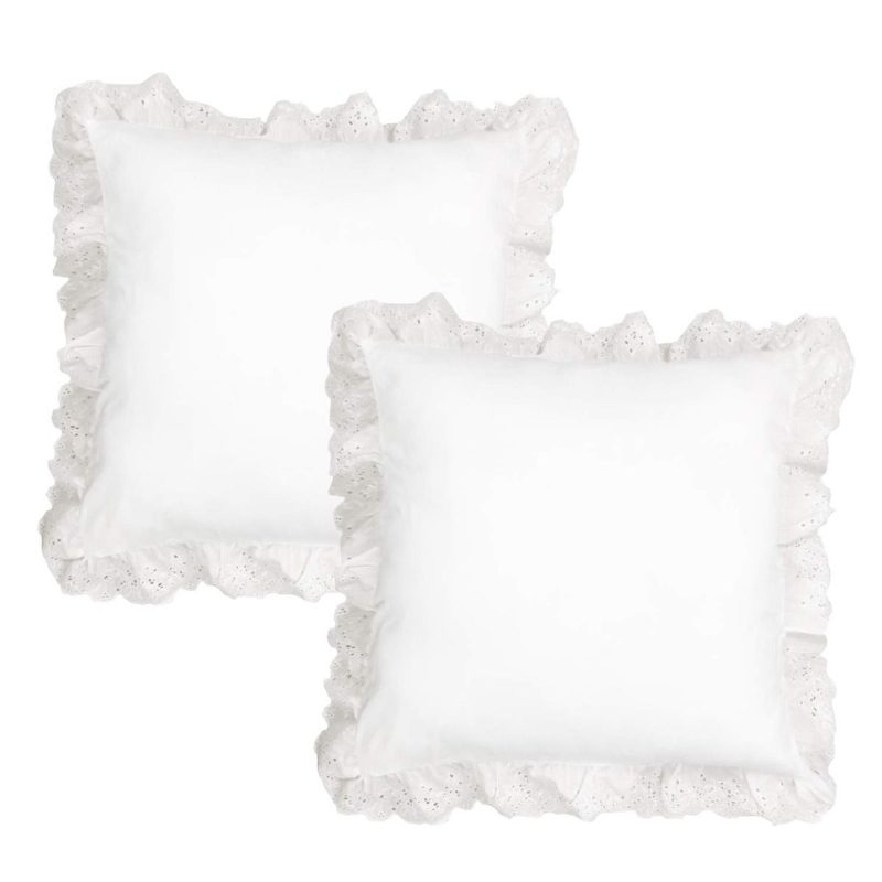 White Pillow Shams 2 Pack Ruffled Throw Tyynynpäällinen