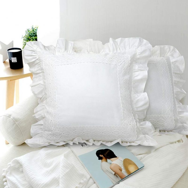 White Pillow Shams 2 Pack Ruffled Throw Tyynynpäällinen