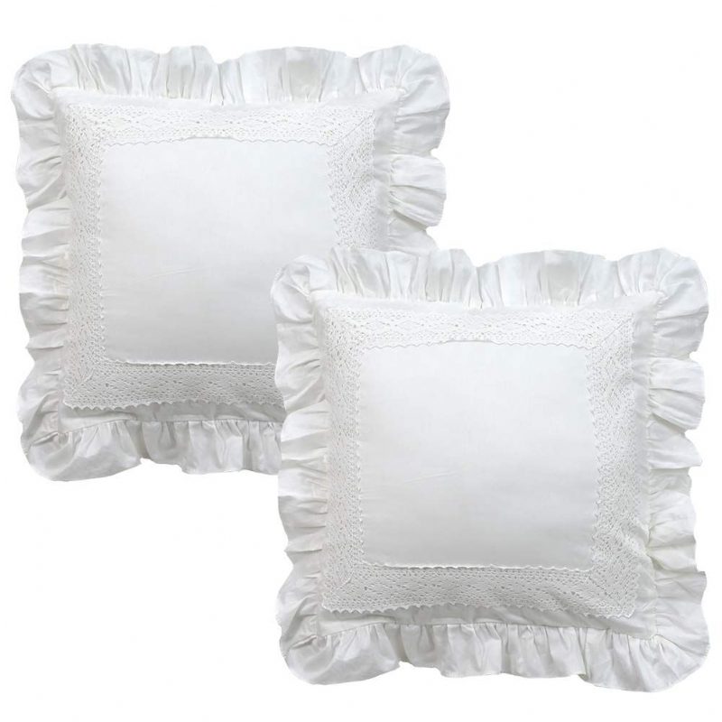 White Pillow Shams 2 Pack Ruffled Throw Tyynynpäällinen