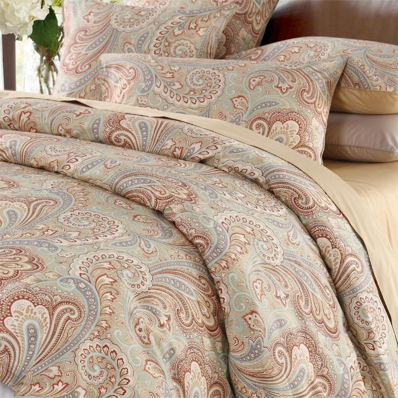 Ylellinen Ja Elegantti Kotikokoelma 800-lankaiset Vuodevaatteet Setit 3-osainen Kultainen Paisley Print Pussilakanasetti 100 % Mukavaa Ja Kestävää Egyptiläistä Puuvillaa