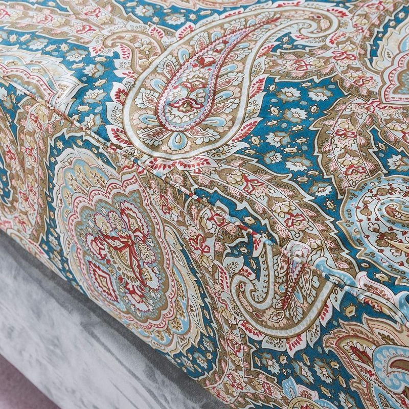 Ylellinen Paisley 4 Kpl Lakanat Setti Tyylikäs Sininen Ja Kulta Kukkainen Maalaistalon Vuodevaatteet Elegent Blue 100 % Puuvillaa Superpehmeä Syvällä Taskulla Varustettu Lakana