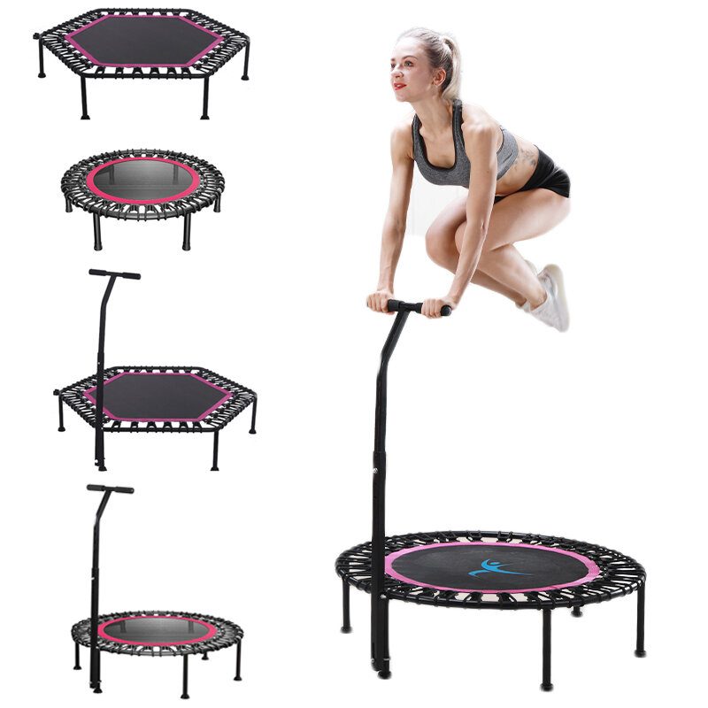 40"/50" Fitness Silent Mini Trampoliini Säädettävällä Kahvalla Aikuiset Lapset Sisäkuntosalille Benji Rebounder -hyppyharjoittelija